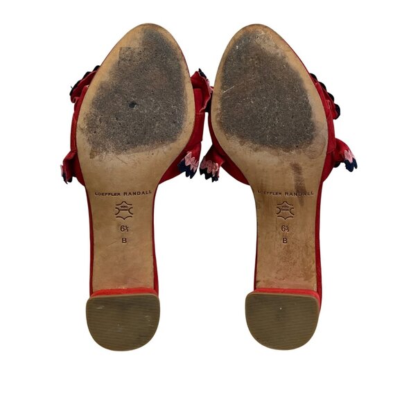Loeffler Randall Women’s Red Ruffle Slide Sandals Size 6.5B - Picture 7 of 9